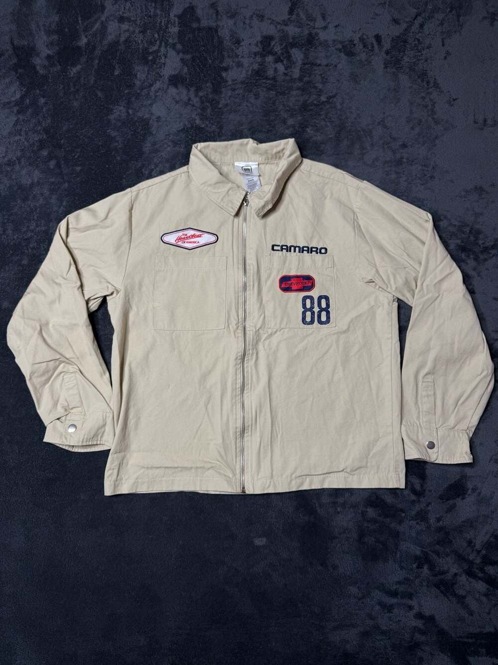 General Motors Chevrolet Camaro IROC-Z Jacket Size M Beige Cotton Twill